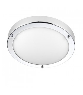 Bathroom Flush Ceiling Light Chrome, Frosted Glass IP44, E27 - 2