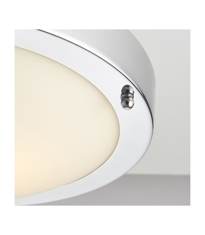 Bathroom Flush Ceiling Light Chrome, Frosted Glass IP44, E27 - 3