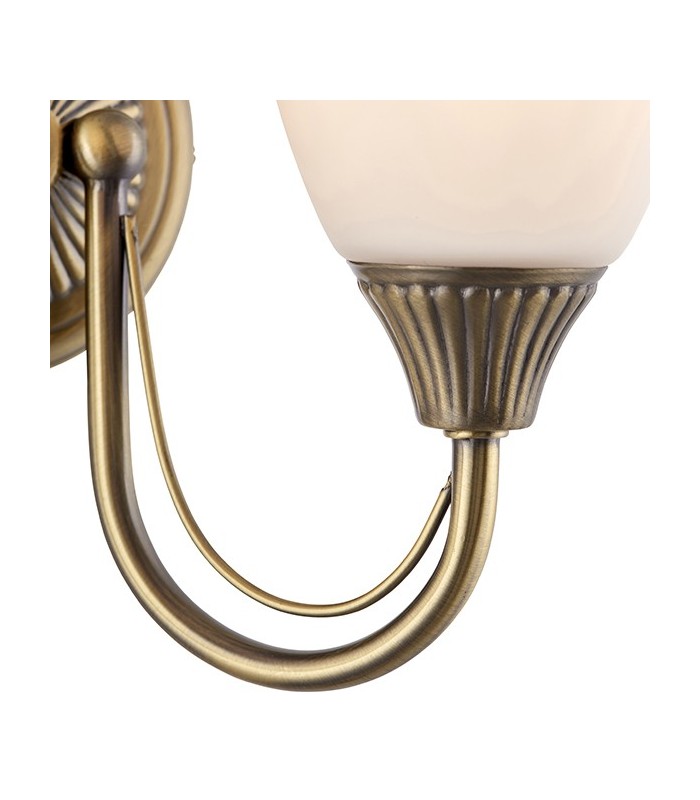 2 Light Indoor Wall Light Antique Brass with Opal Glass, E14 - 3