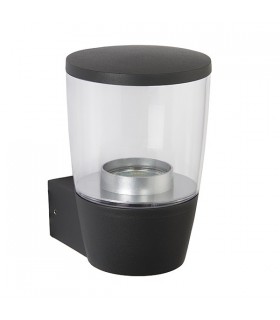 1 Light Outdoor Wall Light Clear Polycarbonate, Dark Matt Anthracite Paint IP44, GU10 - 2