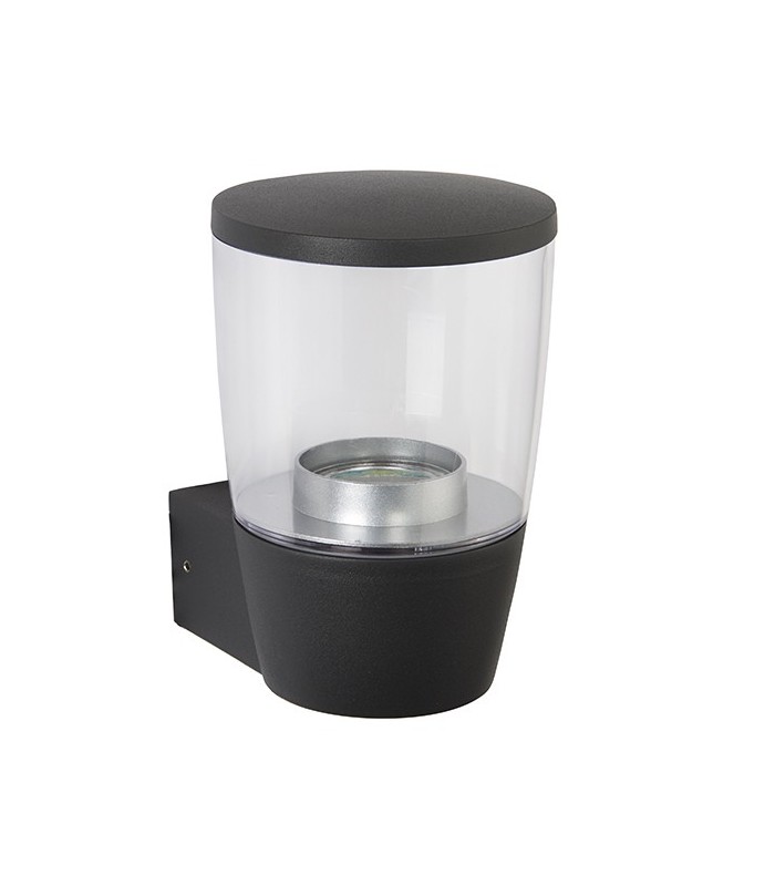 1 Light Outdoor Wall Light Clear Polycarbonate, Dark Matt Anthracite Paint IP44, GU10 - 2