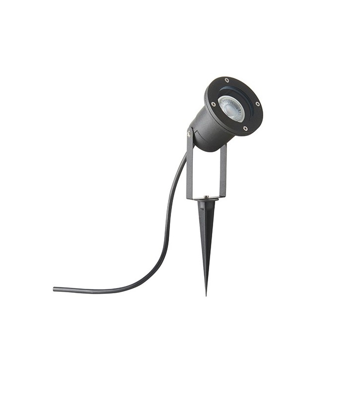 Outdoor Spike Flood Light Clear Glass, Matt Black IP54, GU10 - 2