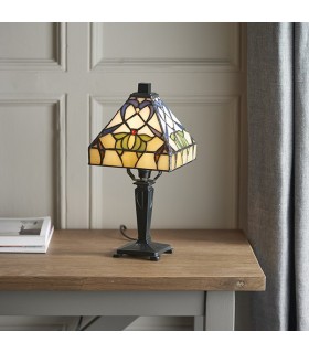 1 Light Mini Table Lamp Dark Bronze, Tiffany Glass, E14 - 2