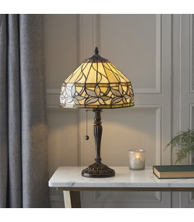 1 Light Small Table Lamp Tiffany Glass, Dark Bronze Paint with Highlights, E27 - 2