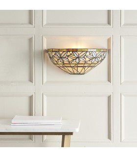 1 Light Indoor Wall Uplighter Dark Bronze with Tiffany Glass, E14 - 2