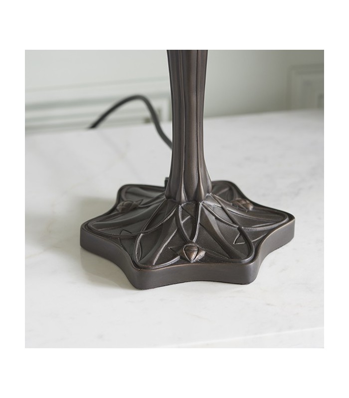 2 Light Medium Table Lamp Tiffany Glass, Dark Bronze Paint with Highlights, E27 - 4