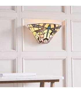 1 Light Indoor Wall Uplighter Dark Bronze with Tiffany Glass, E14 - 2