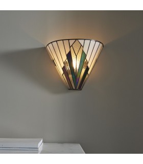 1 Light Indoor Wall Uplighter Tiffany Style Glass, E14 - 2