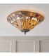 2 Light Medium Ceiling Flush Light Dark Bronze, Tiffany Glass, E27 - 2