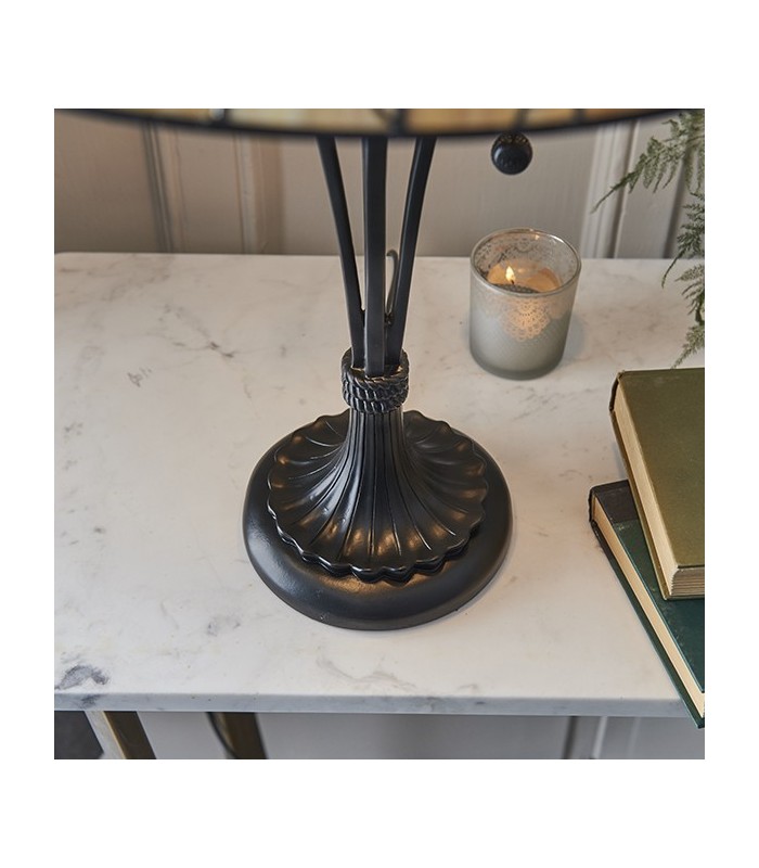 2 Light Medium Table Lamp Dark Bronze, Tiffany Glass, E27 - 4