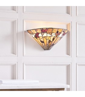 1 Light Indoor Wall Uplighter Dark Bronze with Tiffany Glass, E14 - 2