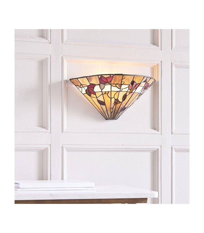 1 Light Indoor Wall Uplighter Dark Bronze with Tiffany Glass, E14 - 2
