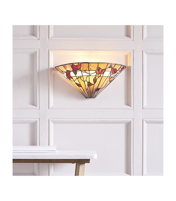 1 Light Indoor Wall Uplighter Dark Bronze with Tiffany Glass, E14 - 3
