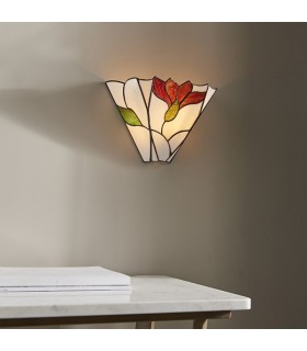 1 Light Indoor Wall Uplighter Dark Bronze with Tiffany Glass, E14 - 2