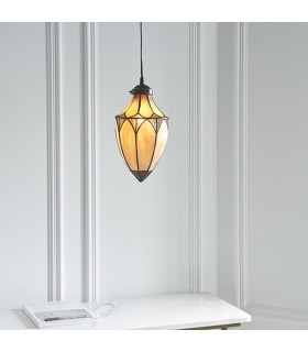 1 Light Small Ceiling Pendant Dark Bronze, Tiffany glass, E14 - 2