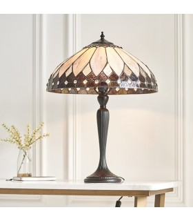 1 Light Medium Table Lamp Dark Bronze, Tiffany Glass, E27 - 2