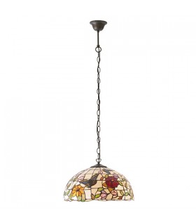1 Light Medium Ceiling Pendant Bronze, Tiffany Style Glass, E27 - 2