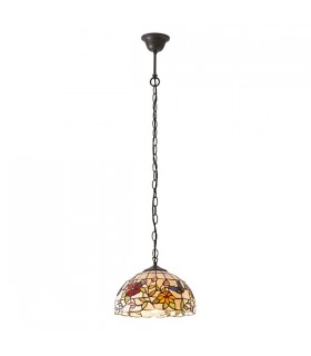 1 Light Small Ceiling Pendant Bronze, Tiffany Style Glass, E27 - 2