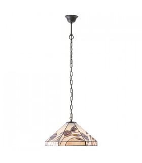 1 Light Medium Ceiling Pendant Dark Bronze, Tiffany glass, E27 - 2