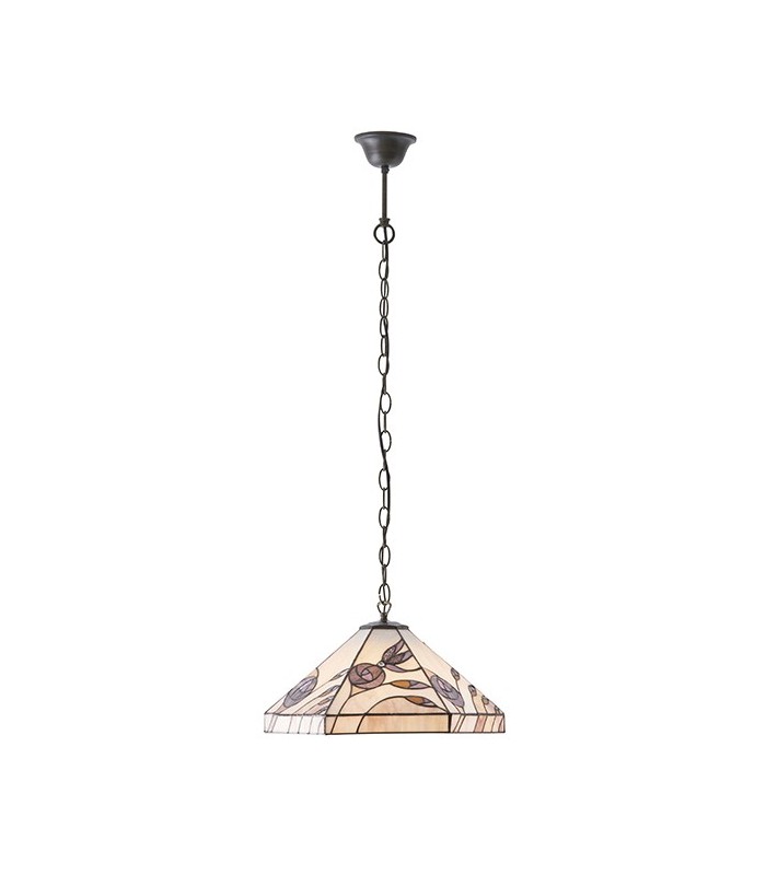 1 Light Medium Ceiling Pendant Dark Bronze, Tiffany glass, E27 - 2