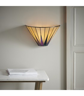 1 Light Indoor Star Tiffany Wall Uplighter Dark Bronze, Amber, E14 - 2