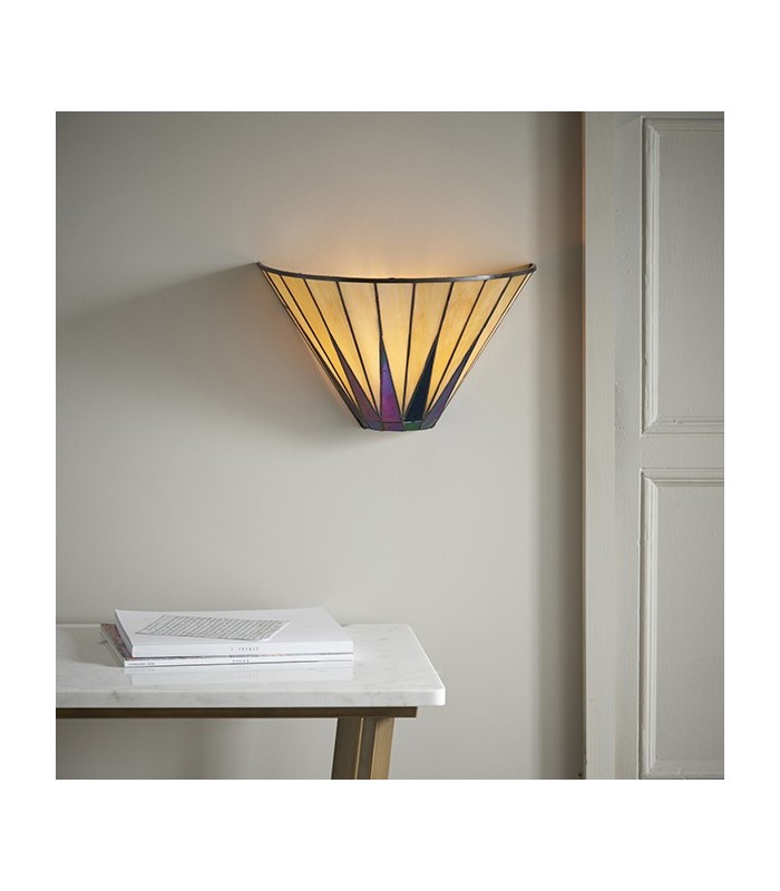 1 Light Indoor Star Tiffany Wall Uplighter Dark Bronze, Amber, E14 - 2