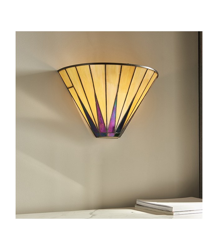 1 Light Indoor Star Tiffany Wall Uplighter Dark Bronze, Amber, E14 - 3