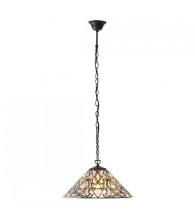 1 Light Ceiling Pendant Dark Bronze, Tiffany glass, E27 - 2