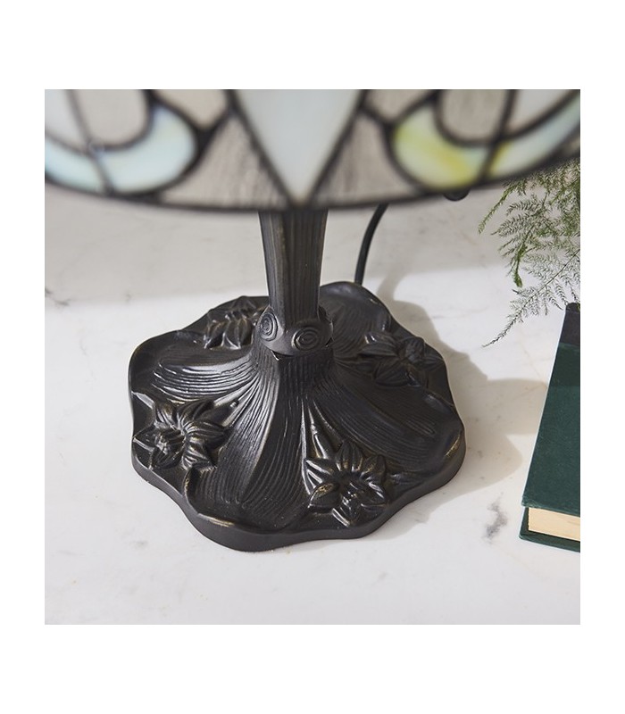 2 Light Table Lamp Dark Bronze, Tiffany Glass, E27 - 4