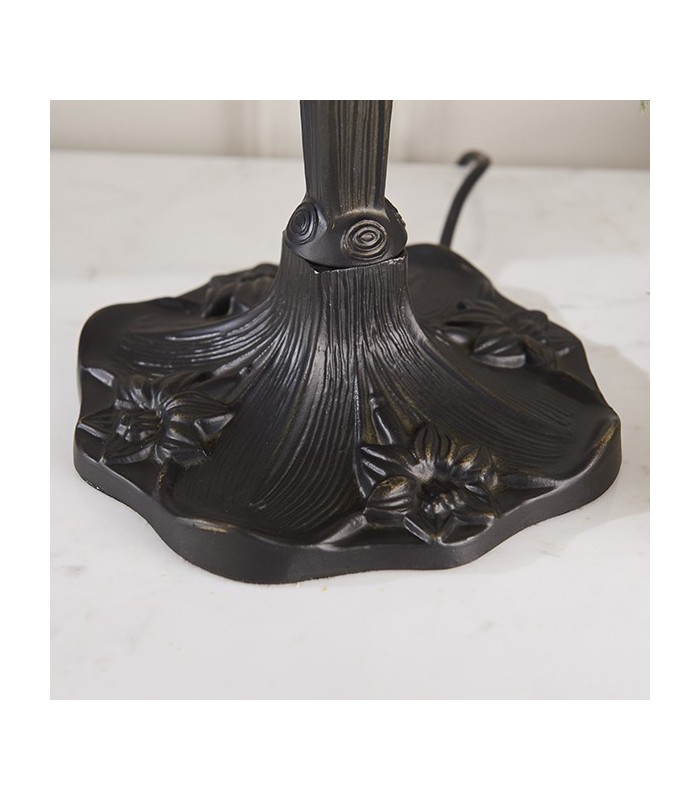 2 Light Small Table Lamp Dark Bronze, Blue, Tiffany Style Glass, E27 - 4