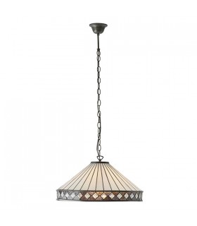 1 Light Large Ceiling Pendant Dark Bronze, Tiffany glass, E27 - 2