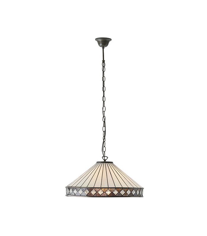 1 Light Large Ceiling Pendant Dark Bronze, Tiffany glass, E27 - 2