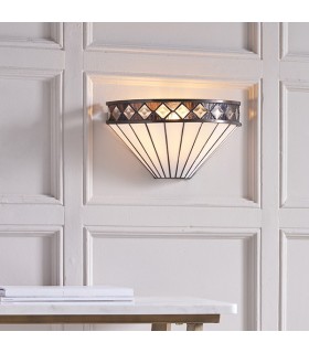 1 Light Indoor Wall Uplighter Dark Bronze with Tiffany Glass, E27 - 2