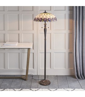 2 Light Floor Lamp Tiffany Glass, Dark Bronze Paint with Highlights, E27 - 2