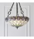 3 Light Large Inverted Ceiling Pendant Dark Bronze, Tiffany glass, E27 - 3