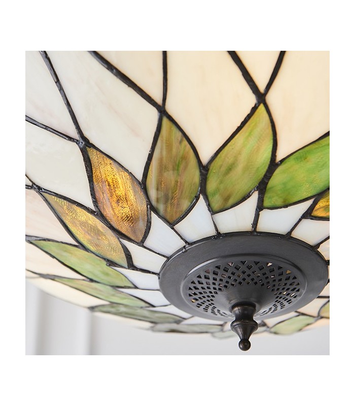 3 Light Large Inverted Ceiling Pendant Dark Bronze, Tiffany glass, E27 - 4