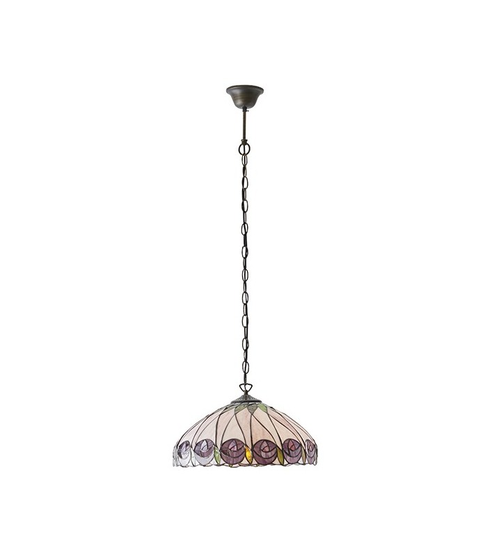 1 Light Medium Ceiling Pendant Dark Bronze, Tiffany glass, E27 - 2