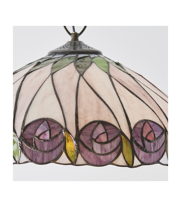 1 Light Medium Ceiling Pendant Dark Bronze, Tiffany glass, E27 - 4