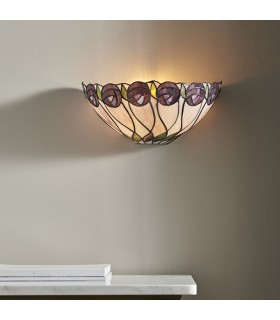 1 Light Indoor Wall Uplighter Dark Bronze with Tiffany Glass, E14 - 2