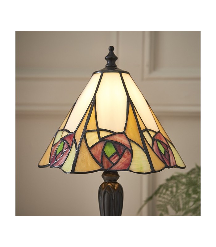 1 Light Small Table Lamp Tiffany Glass, Dark Bronze Paint with Highlights, E14 - 3