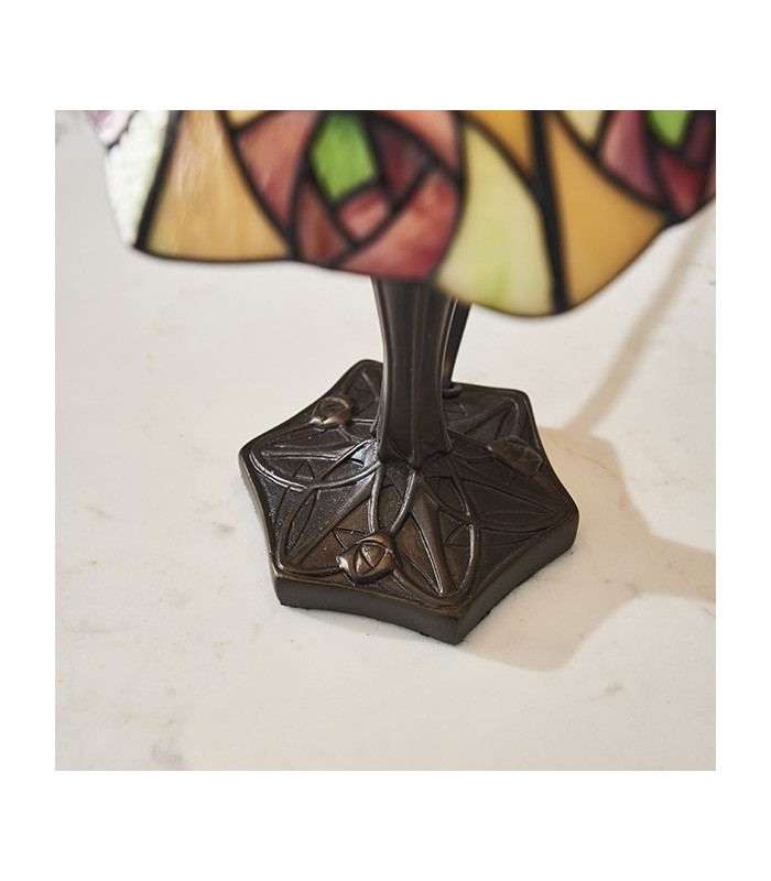 1 Light Small Table Lamp Tiffany Glass, Dark Bronze Paint with Highlights, E14 - 4