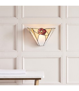 1 Light Indoor Wall Uplighter Dark Bronze with Tiffany Glass, E14 - 2