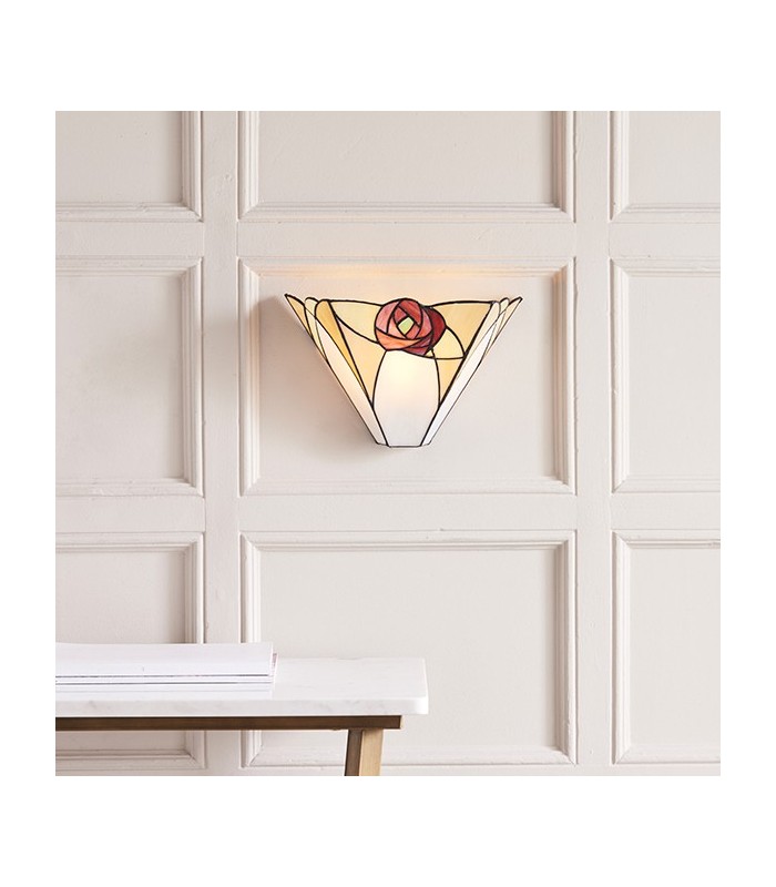 1 Light Indoor Wall Uplighter Dark Bronze with Tiffany Glass, E14 - 2