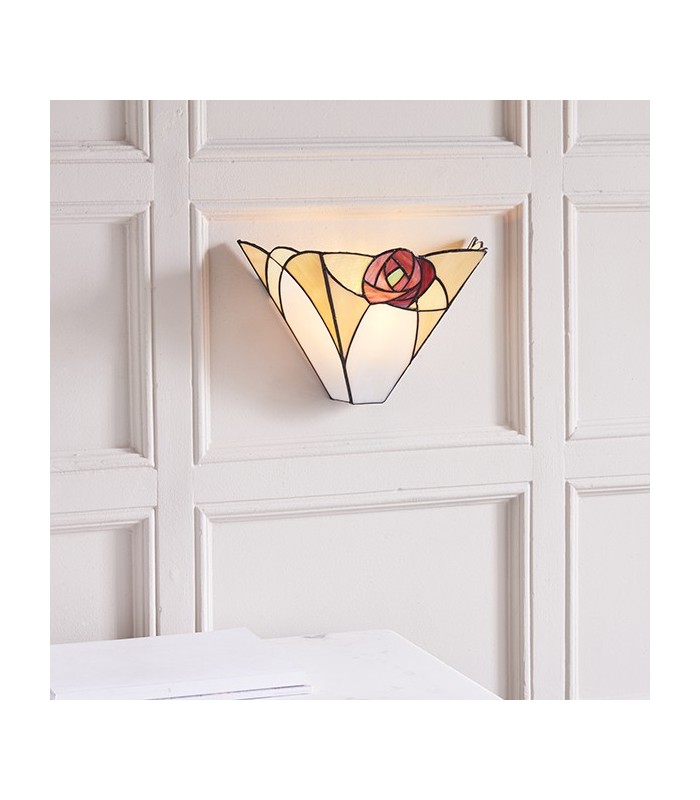 1 Light Indoor Wall Uplighter Dark Bronze with Tiffany Glass, E14 - 3