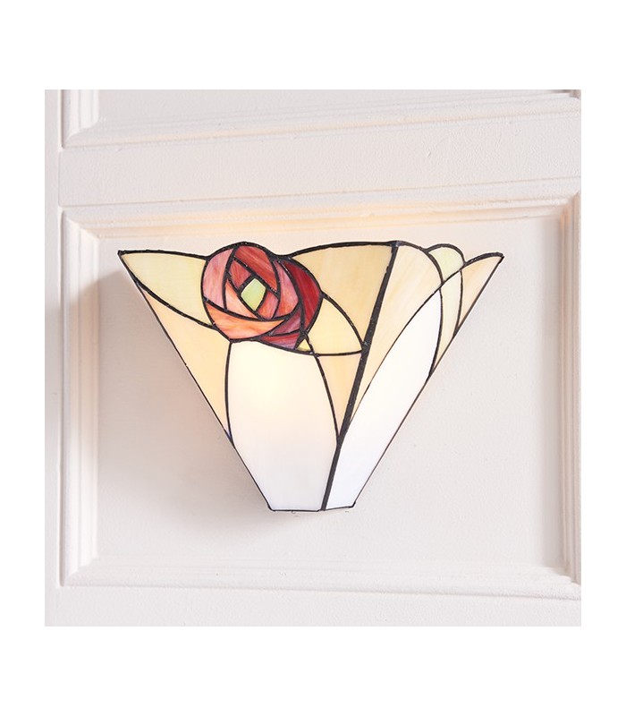 1 Light Indoor Wall Uplighter Dark Bronze with Tiffany Glass, E14 - 4