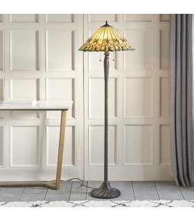 2 Light Floor Lamp Tiffany Glass, Dark Bronze Paint with Highlights, E27 - 2