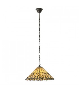 1 Light Medium Ceiling Pendant Dark Bronze, Tiffany glass, E27 - 2