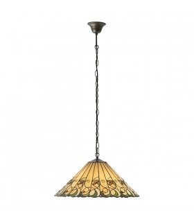 3 Light Large Ceiling Pendant Dark Bronze, Tiffany glass, E27 - 2