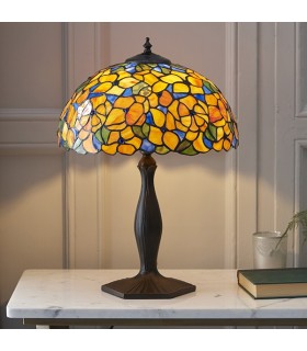 1 Light Medium Table Lamp Dark Bronze, Tiffany Glass, E27 - 2