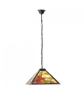 1 Light Medium Ceiling Pendant Dark Bronze, Tiffany glass, E27 - 2
